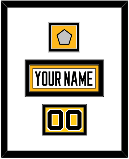 Pittsburgh Nameplate, Number (Shoulder) & Stanley Cup Champions Patch - Home White (1988-1992) - Signature Tier 1