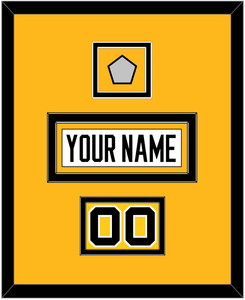 Pittsburgh Nameplate, Number (Shoulder) & Stanley Cup Champions Patch - Home White (1988-1992) - Double Mat 2