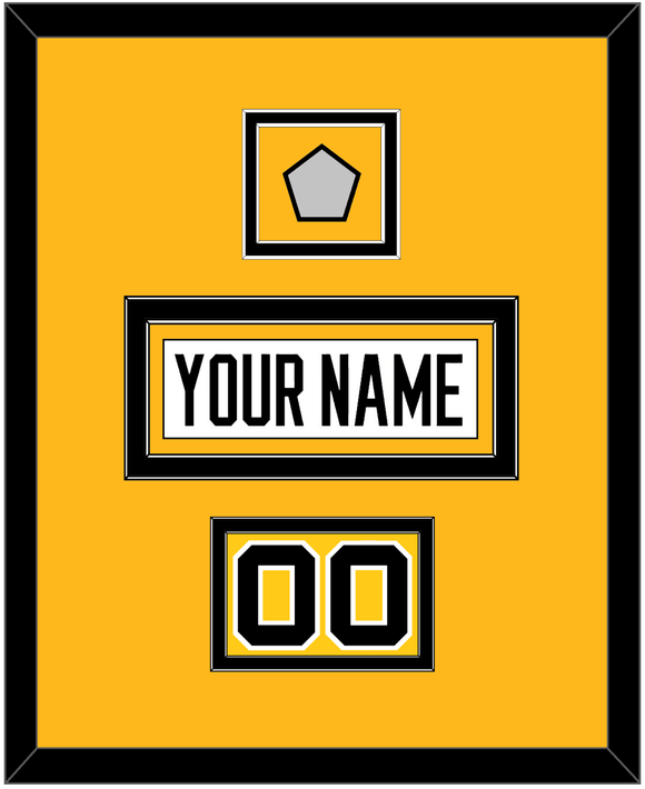 Pittsburgh Nameplate, Number (Shoulder) & Stanley Cup Finals Patch - Home White (1988-1992) - Double Mat 2