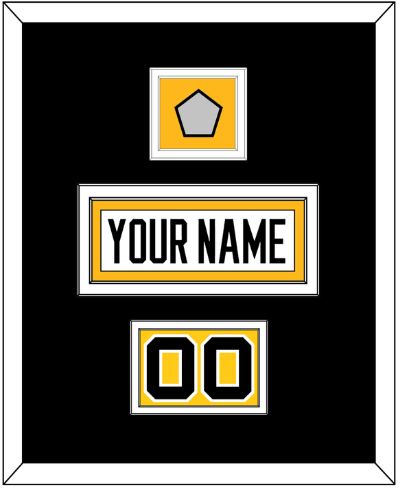 Pittsburgh Nameplate, Number (Shoulder) & Stanley Cup Finals Patch - Home White (1988-1992) - Double Mat 3