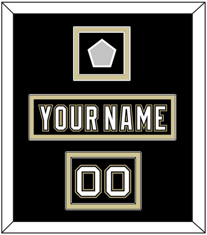 Pittsburgh Nameplate, Number (Shoulder) & Stanley Cup Champions Patch - Home Black (2007-2016) - Signature Tier 2