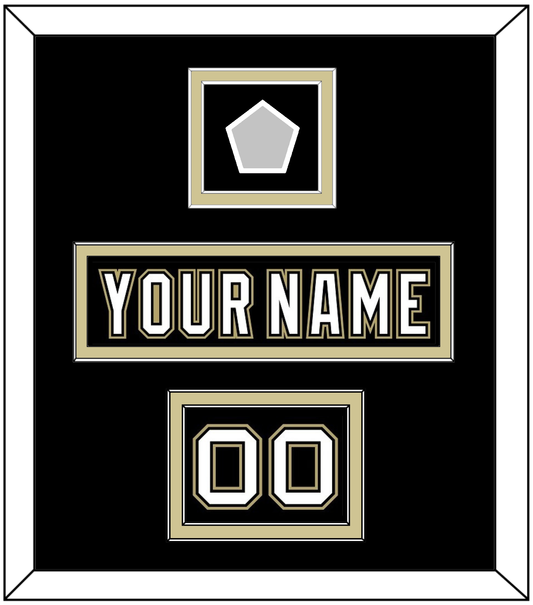 Pittsburgh Nameplate, Number (Shoulder) & Stanley Cup Champions Patch - Home Black (2007-2016) - Signature Tier 2