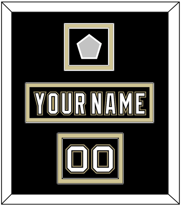 Pittsburgh Nameplate, Number (Shoulder) & Stanley Cup Champions Patch - Home Black (2007-2016) - Double Mat 2