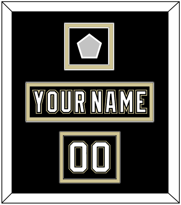 Pittsburgh Nameplate, Number (Shoulder) & Stanley Cup Finals Patch - Home Black (2007-2016) - Double Mat 2