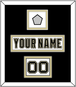 Pittsburgh Nameplate, Number (Shoulder) & Stanley Cup Champions Patch - Road White (2007-2016) - Double Mat 3