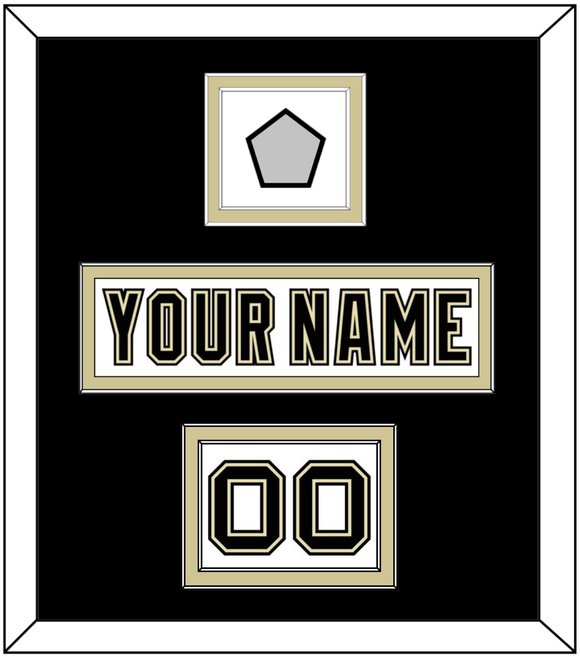 Pittsburgh Nameplate, Number (Shoulder) & Stanley Cup Finals Patch - Road White (2007-2016) - Double Mat 3