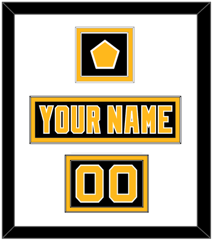 Pittsburgh Nameplate, Number (Shoulder) & Jersey Logo Patch - Road Black (1992-1997) - Signature Tier 1