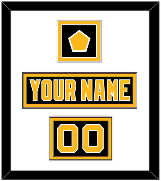 Pittsburgh Nameplate, Number (Shoulder) & Jersey Logo Patch - Road Black (1992-1997) - Signature Tier 1