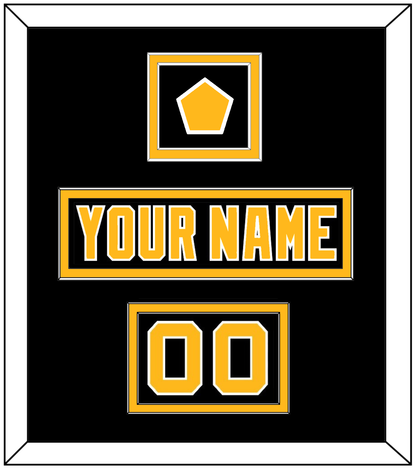 Pittsburgh Nameplate, Number (Shoulder) & Jersey Logo Patch - Road Black (1992-1997) - Signature Tier 2