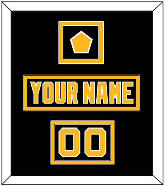Pittsburgh Nameplate, Number (Shoulder) & Jersey Logo Patch - Road Black (1992-1997) - Signature Tier 2