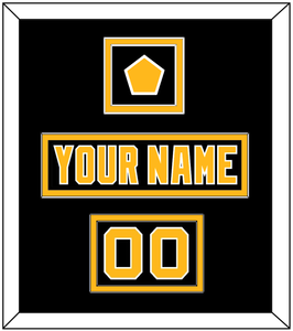 Pittsburgh Nameplate, Number (Shoulder) & Jersey Logo Patch - Road Black (1992-1997) - Double Mat 2