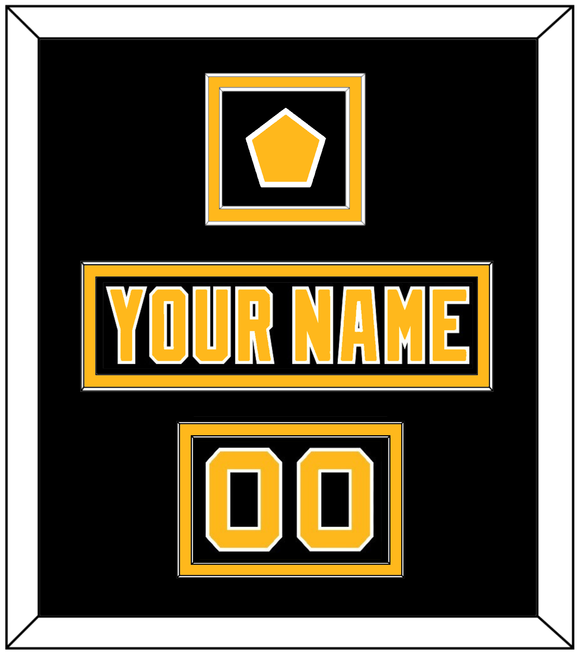 Pittsburgh Nameplate, Number (Shoulder) & Jersey Logo Patch - Road Black (1992-1997) - Double Mat 2