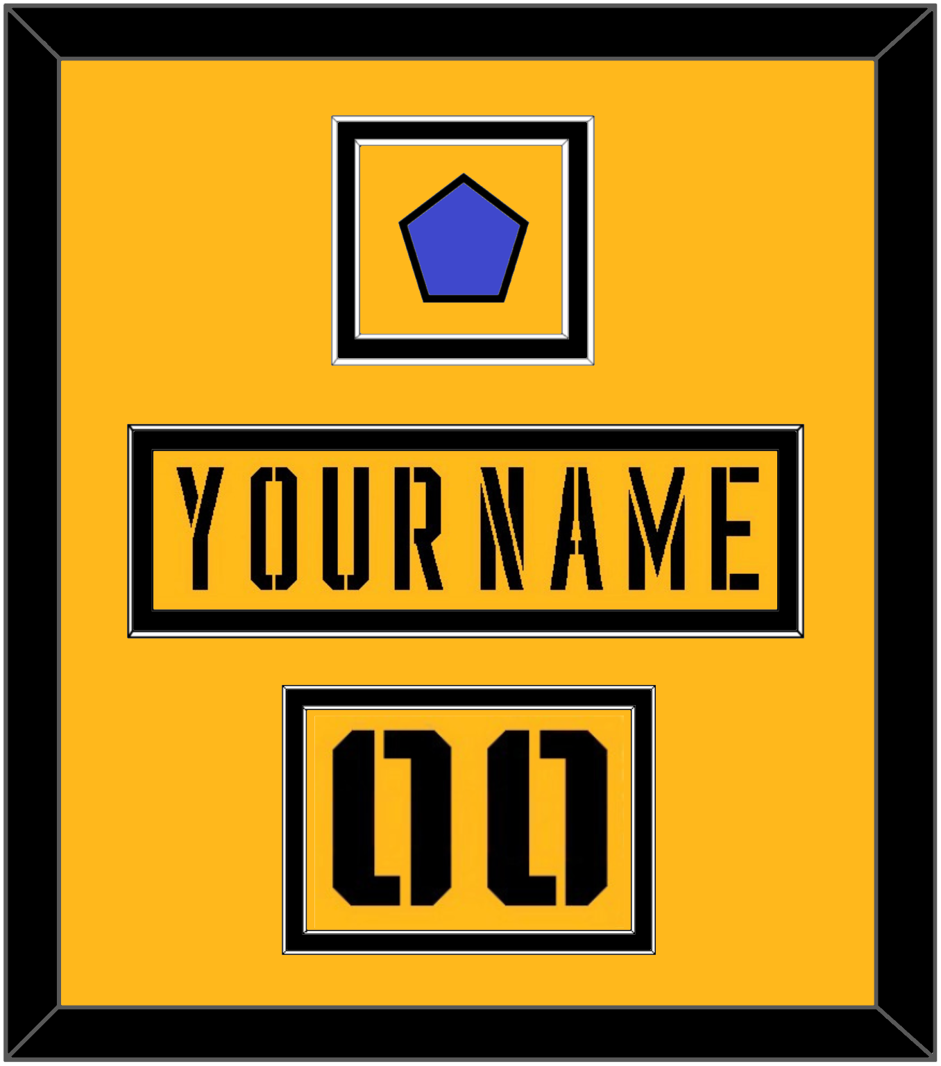 Pittsburgh Nameplate, Number (Shoulder) & 2017 Stadium Series Patch - Gold Jersey - Signature Tier 2