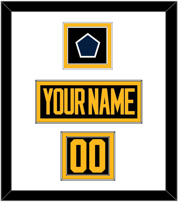 Pittsburgh Nameplate, Number (Shoulder) & 2019 Stadium Series Patch - Black Jersey - Double Mat 1