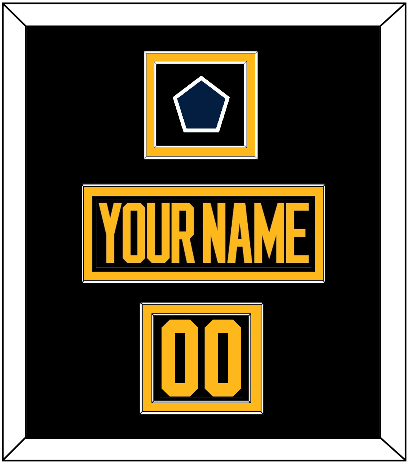 Pittsburgh Nameplate, Number (Shoulder) & 2019 Stadium Series Patch - Black Jersey - Signature Tier 2