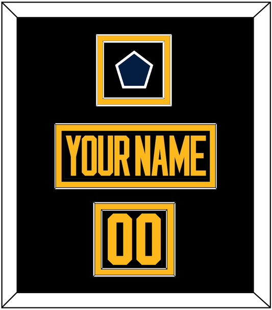 Pittsburgh Nameplate, Number (Shoulder) & 2019 Stadium Series Patch - Black Jersey - Signature Tier 2