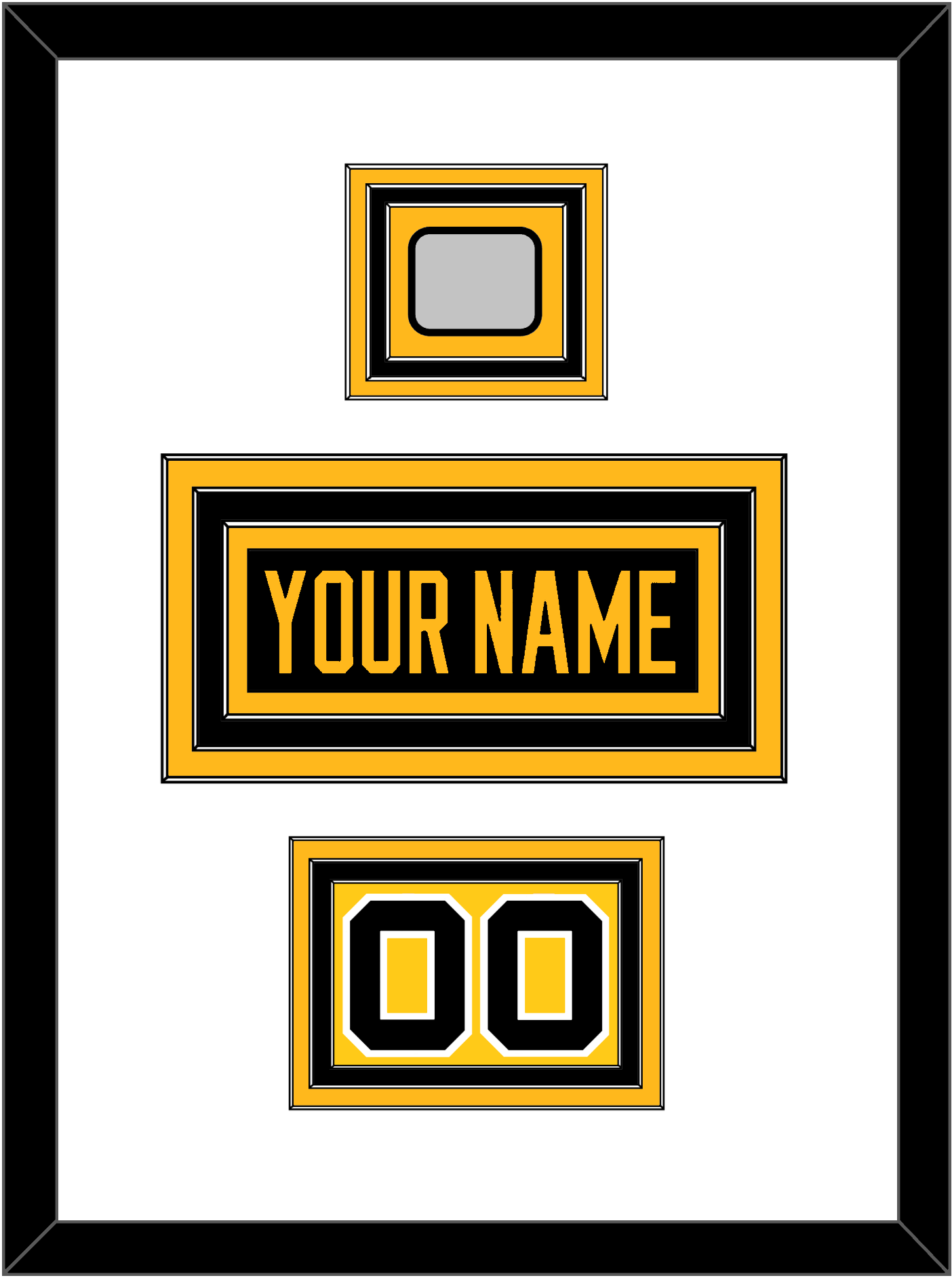 Pittsburgh Nameplate, Number (Shoulder) & Stanley Cup Champions Patch - Road Black (1988-1992) - Premier Tier 1