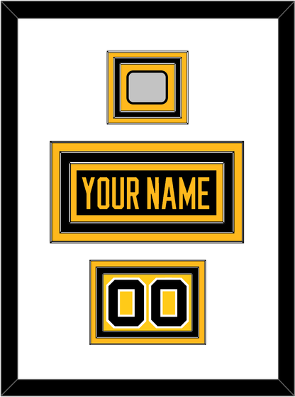 Pittsburgh Nameplate, Number (Shoulder) & Stanley Cup Champions Patch - Road Black (1988-1992) - Premier Tier 1