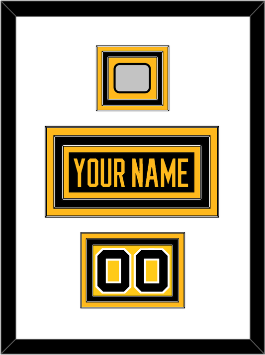 Pittsburgh Nameplate, Number (Shoulder) & Stanley Cup Finals Patch - Road Black (1988-1992) - Premier Tier 1