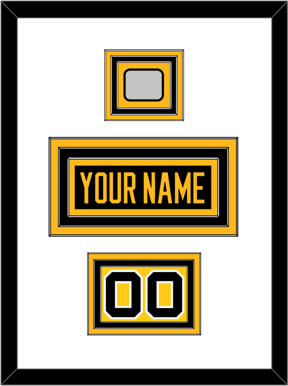 Pittsburgh Nameplate, Number (Shoulder) & Stanley Cup Finals Patch - Road Black (1988-1992) - Triple Mat 1