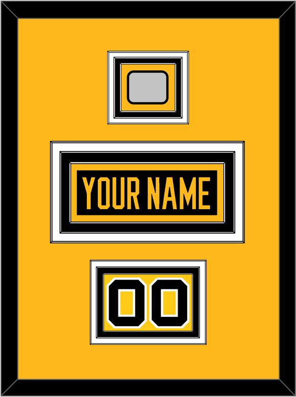 Pittsburgh Nameplate, Number (Shoulder) & Stanley Cup Finals Patch - Road Black (1988-1992) - Triple Mat 2