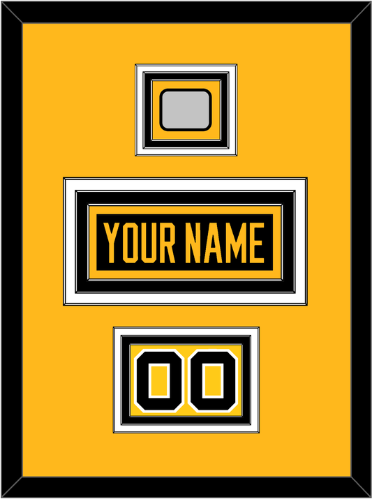 Pittsburgh Nameplate, Number (Shoulder) & Stanley Cup Champions Patch - Road Black (1988-1992) - Premier Tier 2