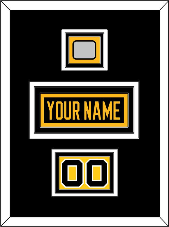 Pittsburgh Nameplate, Number (Shoulder) & Stanley Cup Finals Patch - Road Black (1988-1992) - Triple Mat 3