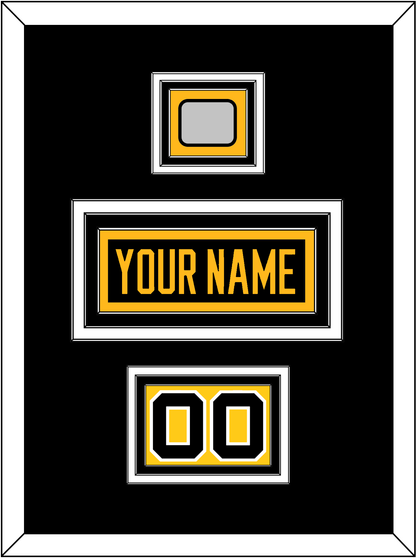 Pittsburgh Nameplate, Number (Shoulder) & Stanley Cup Champions Patch - Road Black (1988-1992) - Premier Tier 3