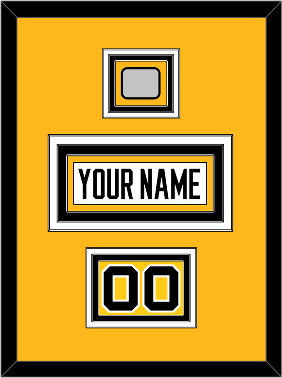 Pittsburgh Nameplate, Number (Shoulder) & Stanley Cup Finals Patch - Home White (1988-1992) - Triple Mat 2