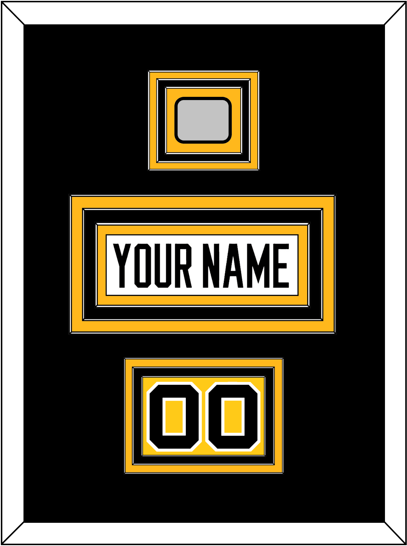 Pittsburgh Nameplate, Number (Shoulder) & Stanley Cup Champions Patch - Home White (1988-1992) - Premier Tier 3