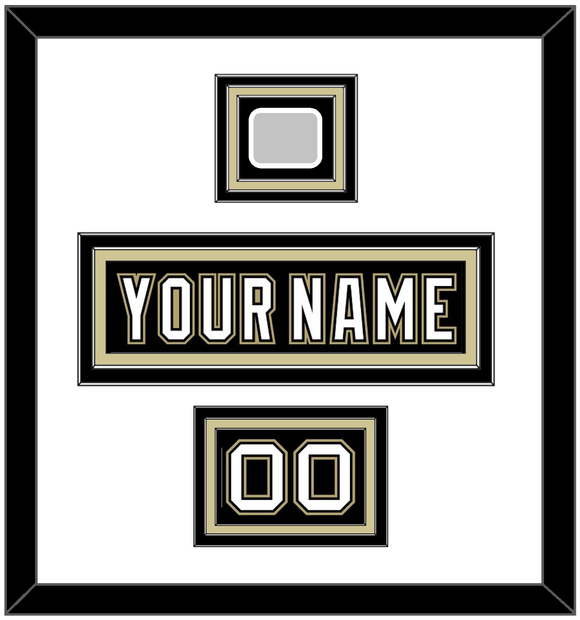 Pittsburgh Nameplate, Number (Shoulder) & Stanley Cup Champions Patch - Home Black (2007-2016) - Triple Mat 1