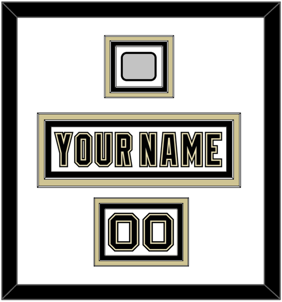 Pittsburgh Nameplate, Number (Shoulder) & Stanley Cup Finals Patch - Road White (2007-2016) - Triple Mat 1