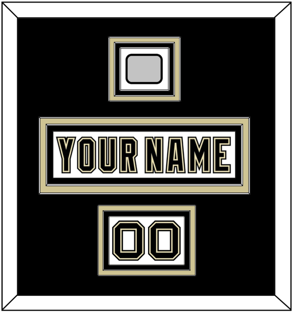 Pittsburgh Nameplate, Number (Shoulder) & Stanley Cup Finals Patch - Road White (2007-2016) - Triple Mat 3