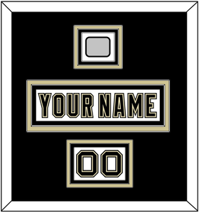 Pittsburgh Nameplate, Number (Shoulder) & Stanley Cup Champions Patch - Road White (2007-2016) - Triple Mat 3