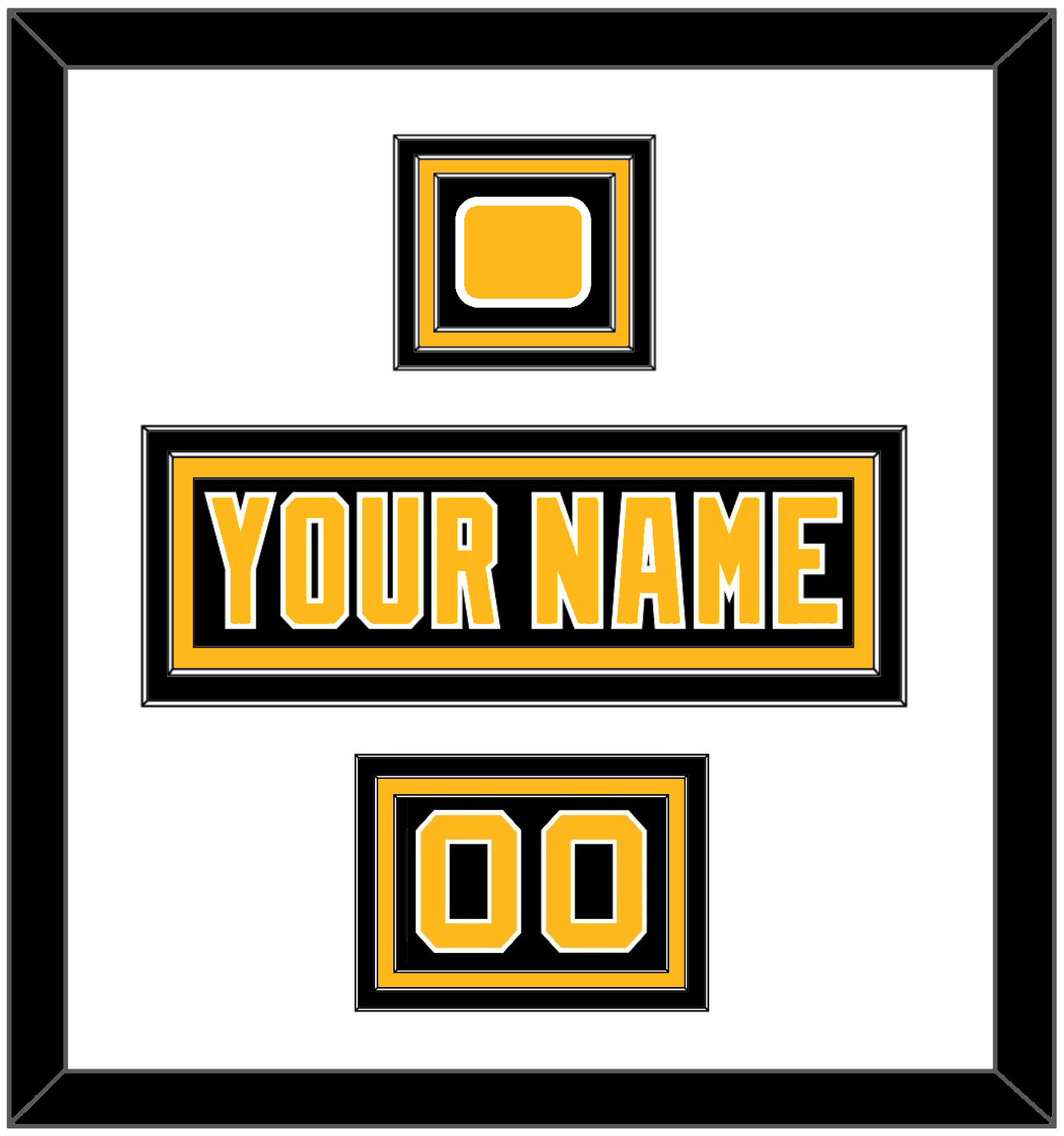 Pittsburgh Nameplate, Number (Shoulder) & Jersey Logo Patch - Road Black (1992-1997) - Premier Tier 1