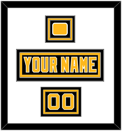 Pittsburgh Nameplate, Number (Shoulder) & Jersey Logo Patch - Road Black (1992-1997) - Premier Tier 1