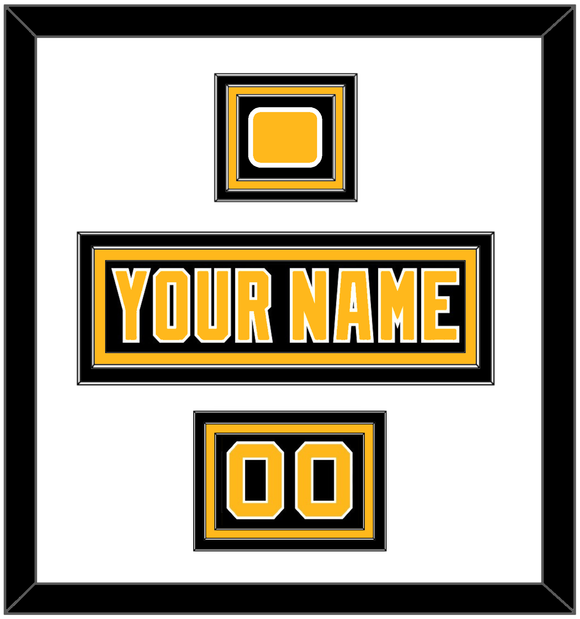 Pittsburgh Nameplate, Number (Shoulder) & Jersey Logo Patch - Road Black (1992-1997) - Triple Mat 1