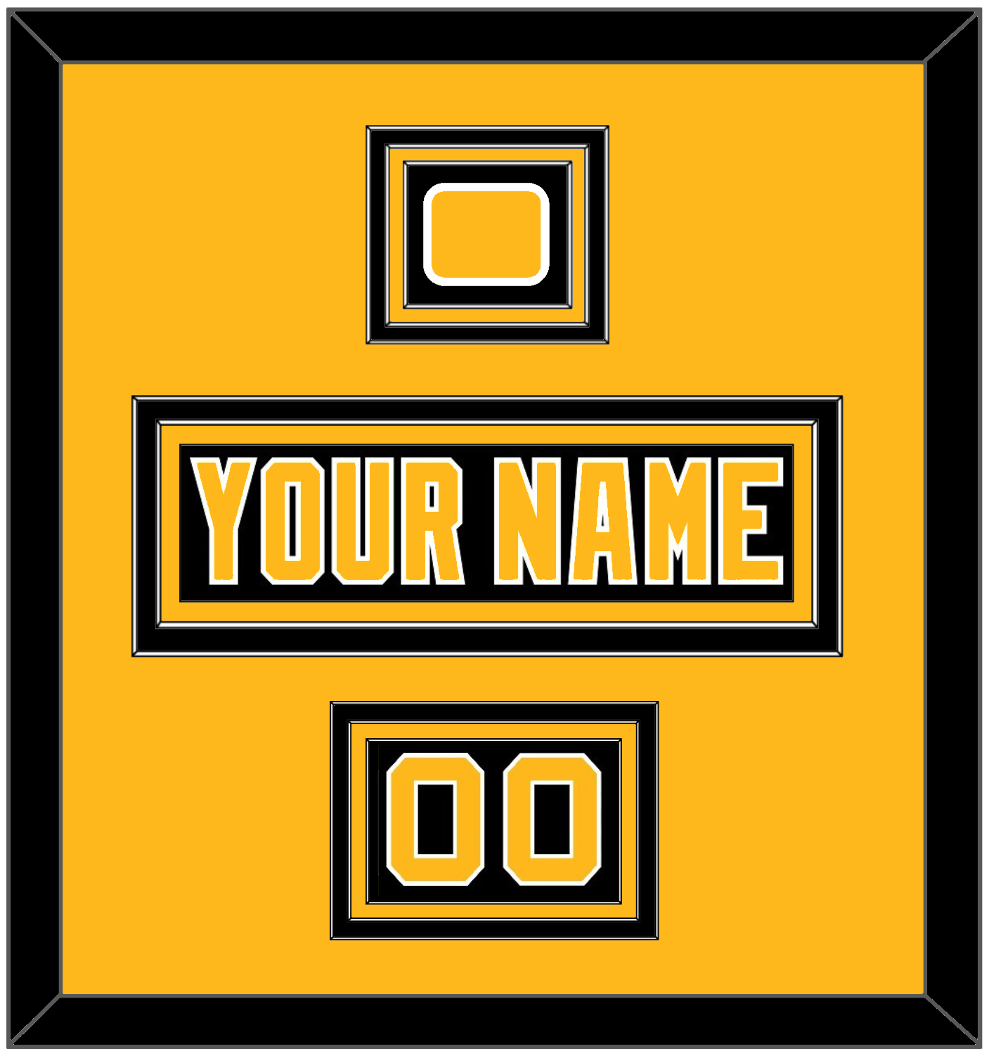 Pittsburgh Nameplate, Number (Shoulder) & Jersey Logo Patch - Road Black (1992-1997) - Premier Tier 2