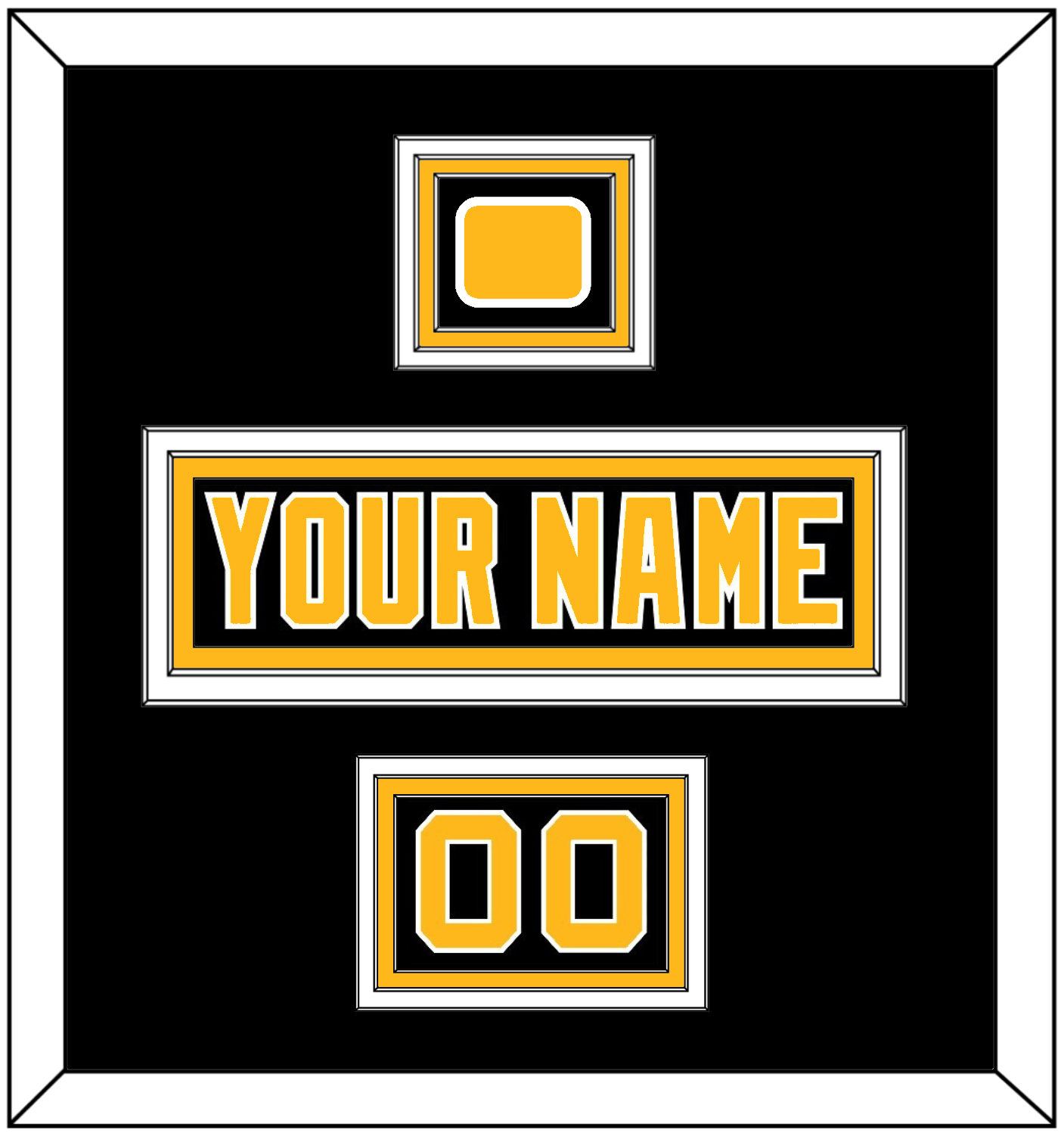 Pittsburgh Nameplate, Number (Shoulder) & Jersey Logo Patch - Road Black (1992-1997) - Premier Tier 3