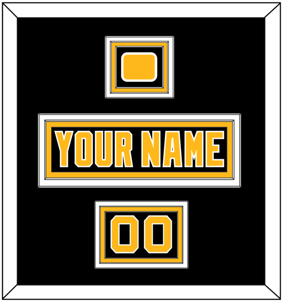 Pittsburgh Nameplate, Number (Shoulder) & Jersey Logo Patch - Road Black (1992-1997) - Triple Mat 3