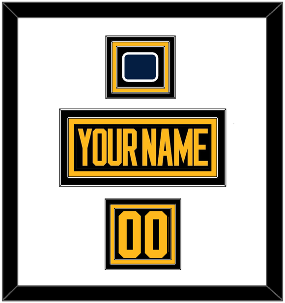 Pittsburgh Nameplate, Number (Shoulder) & 2019 Stadium Series Patch - Black Jersey - Triple Mat 1