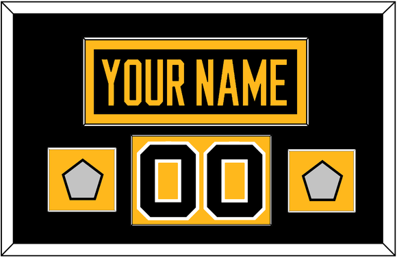 Pittsburgh Nameplate, Number (Shoulder) & 2 Stanley Cup Champions Patches - Home Black - Single Mat 2