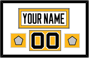 Pittsburgh Nameplate, Number (Shoulder) & 2 Stanley Cup Champions Patches - Home White (1988-1992) - Single Mat 1