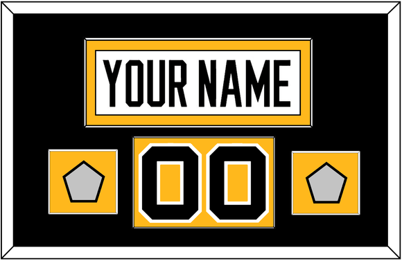 Pittsburgh Nameplate, Number (Shoulder) & 2 Stanley Cup Champions Patches - Home White (1988-1992) - Single Mat 2