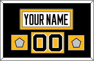 Pittsburgh Nameplate, Number (Shoulder) & 2 Stanley Cup Champions Patches - Road White - Single Mat 2