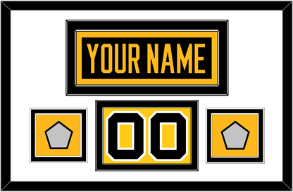 Pittsburgh Nameplate, Number (Shoulder) & 2 Stanley Cup Champions Patches - Road Black (1988-1992) - Signature Tier 1