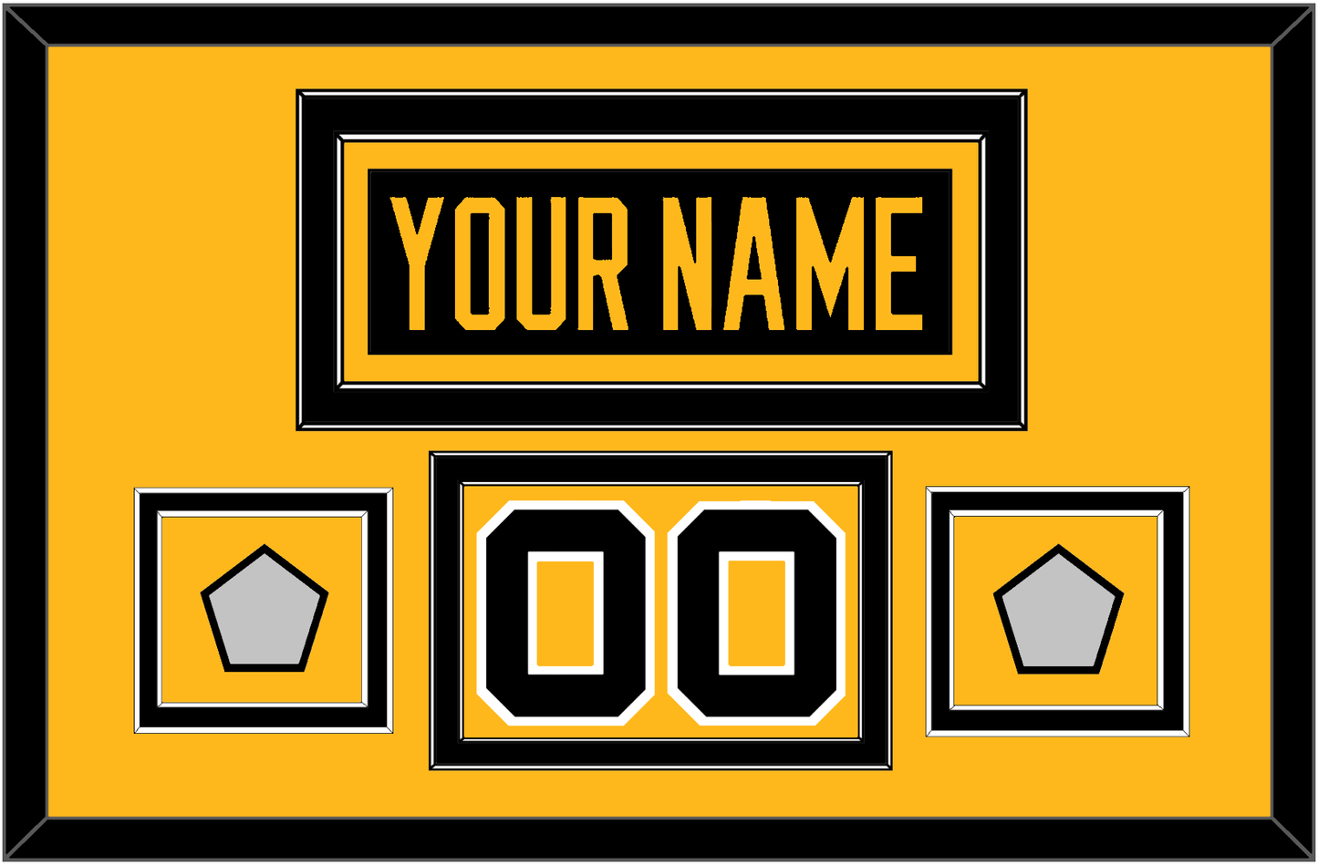 Pittsburgh Nameplate, Number (Shoulder) & 2 Stanley Cup Champions Patches - Road Black (1988-1992) - Signature Tier 2