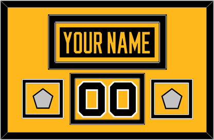 Pittsburgh Nameplate, Number (Shoulder) & 2 Stanley Cup Finals Patches - Home Black - Signature Tier 2