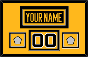 Pittsburgh Nameplate, Number (Shoulder) & 2 Stanley Cup Finals Patches - Home Black - Double Mat 2