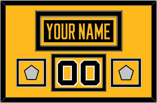 Pittsburgh Nameplate, Number (Shoulder) & 2 Stanley Cup Champions Patches - Home Black - Signature Tier 2